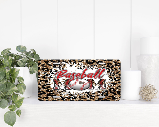 Baseball Mom Leopard Print|License Plate