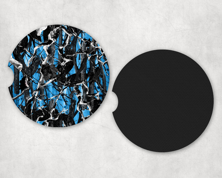 Blue Camo Neoprene Car Coaster Set