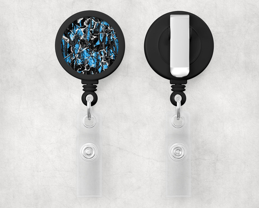 Blue Camo 1" Retractable Badge Reel