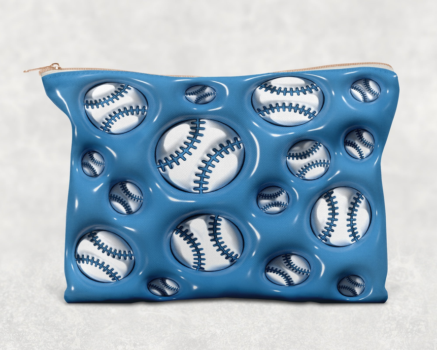 Blue Baseball  Printed Canvas Zipper Bag