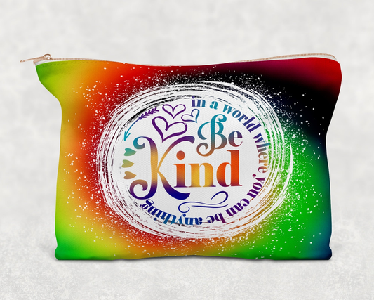 Be Kind  Printed Canvas Zipper Bag