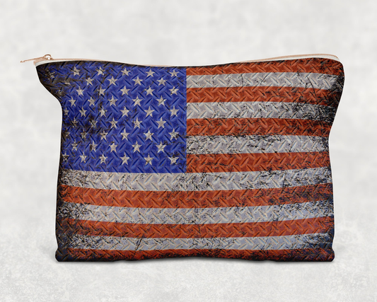 American Flag Printed Canvas Zipper Bag