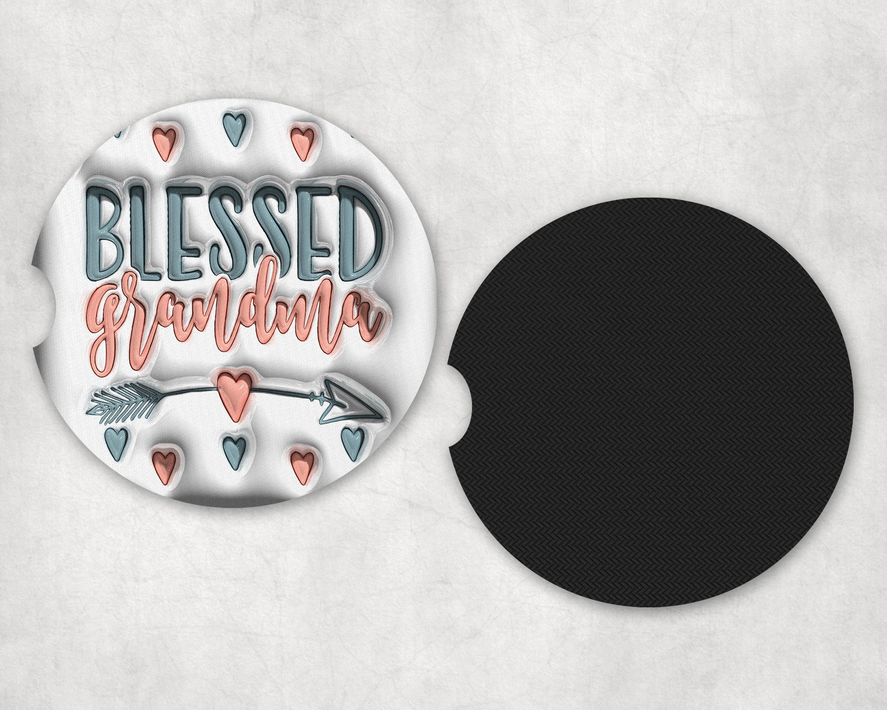 Blessed Grandma Neoprene Car Coaster Set