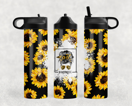 Sunflower Mom Life Steel Water Bottle