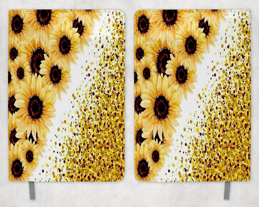 Sunflower faux glitter Printed 8 Inch  A-5 Journal