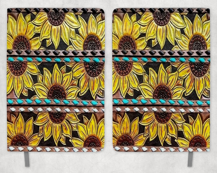 Sunflower faux leather Printed 8 Inch  A-5 Journal