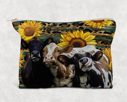 Sunflower Cows  Printed Canvas Zipper Bag