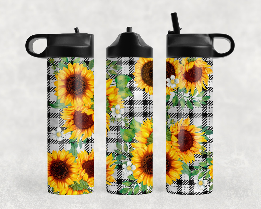 Sunflower Plaid Steel Water Bottle