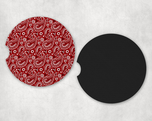 Red Paisley |Car Coaster Set