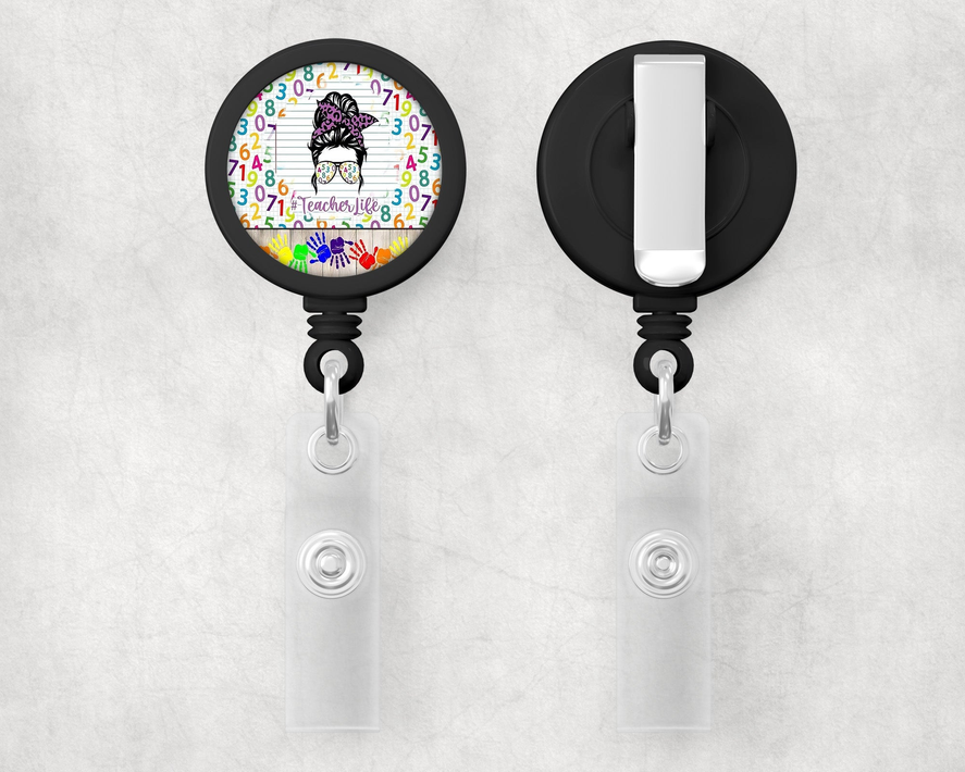 Teacher Life 1" Retractable Badge Reel