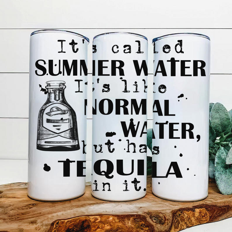 Summer Water Tequila|Skinny Tumbler|Optional Bluetooth Speaker| Speaker Color Varies