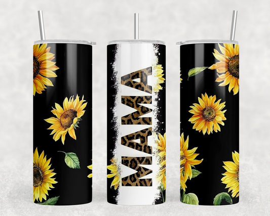 Sunflower mama|Skinny Tumbler|Optional Bluetooth Speaker| Speaker Color Varies