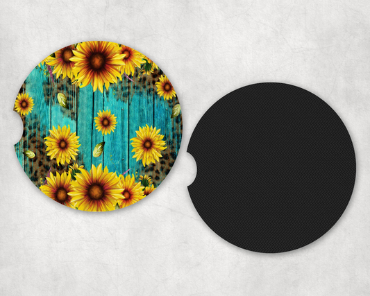 Sunflowes Neoprene Car Coaster Set