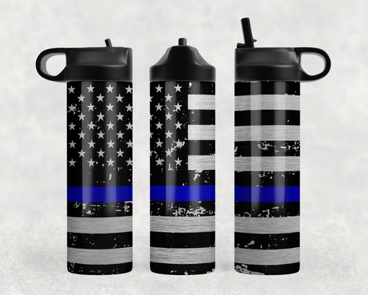 Thin Blue Line Steel Water Bottle