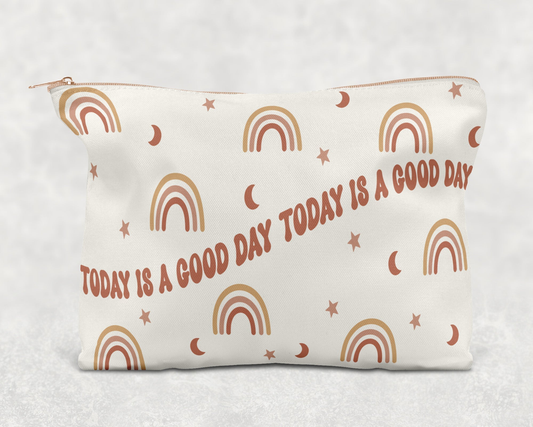 Today Is A Good Day  Printed Canvas Zipper Bag