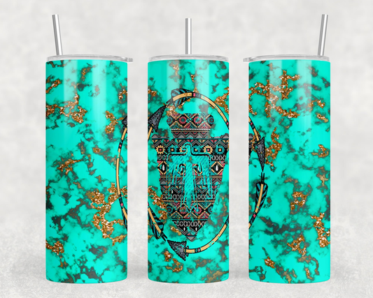 Turquoise Thunderbird|Skinny Tumbler|Optional Bluetooth Speaker| Speaker Color Varies