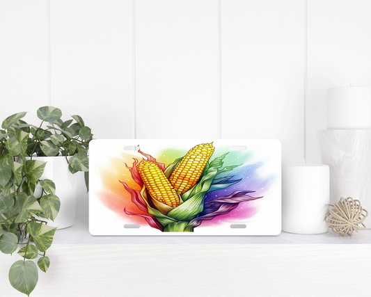 Watercolor Corn License Plate