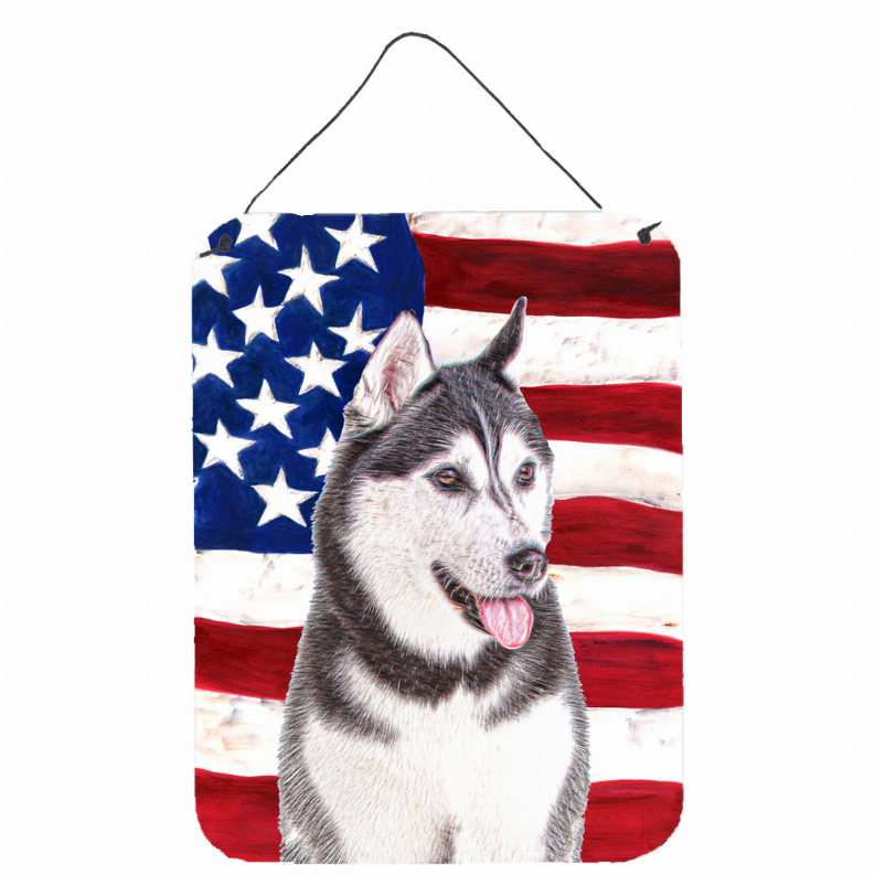 USA American Flag with Dog Wall or Door Hanging Prints