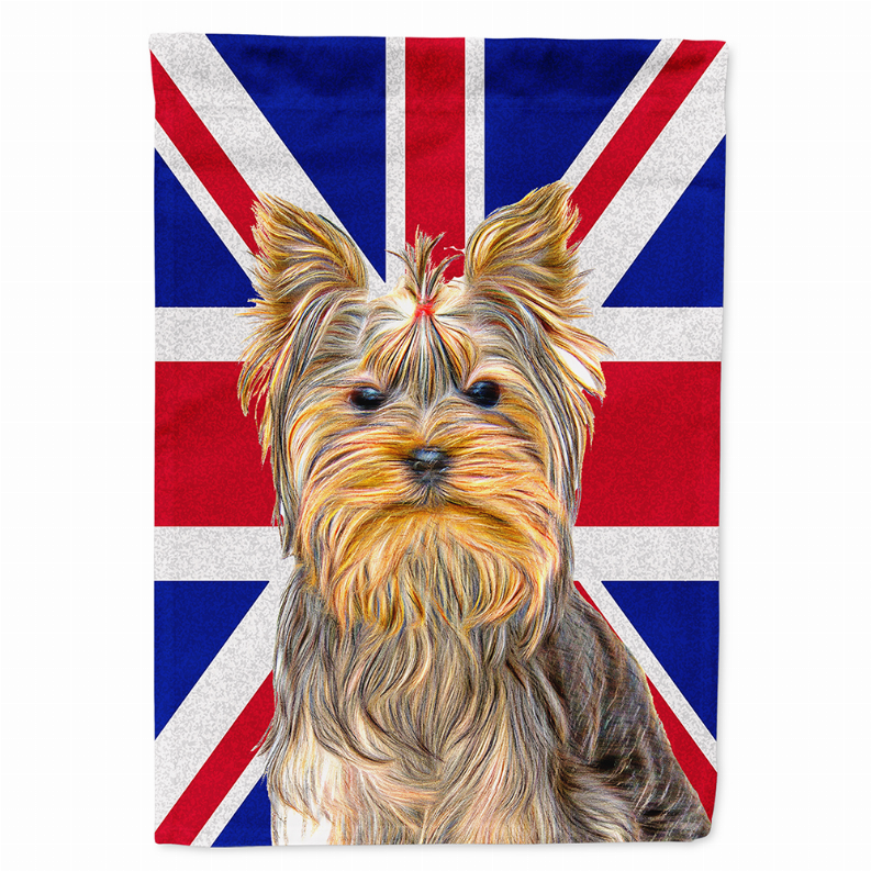 Dog with English Union Jack British Flag Garden Size Flag