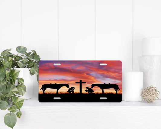 Western Sunset Prayers License Plate