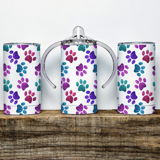 Paw Prints  Insulated Kids Dual Lid Sippy Cup Tumbler