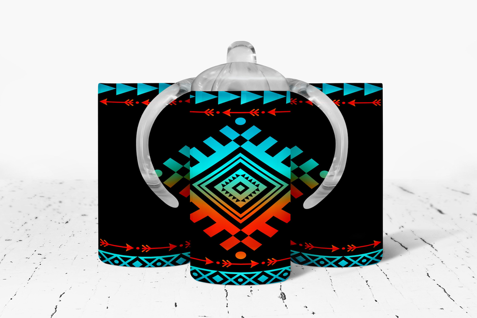 Neon Aztec Insulated Kids Dual Lid Sippy Cup Tumbler