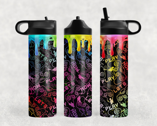 Neon Gamer Drip Steel Water Bottle