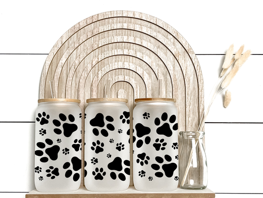 Paw Prints - Frosted Libby Glass