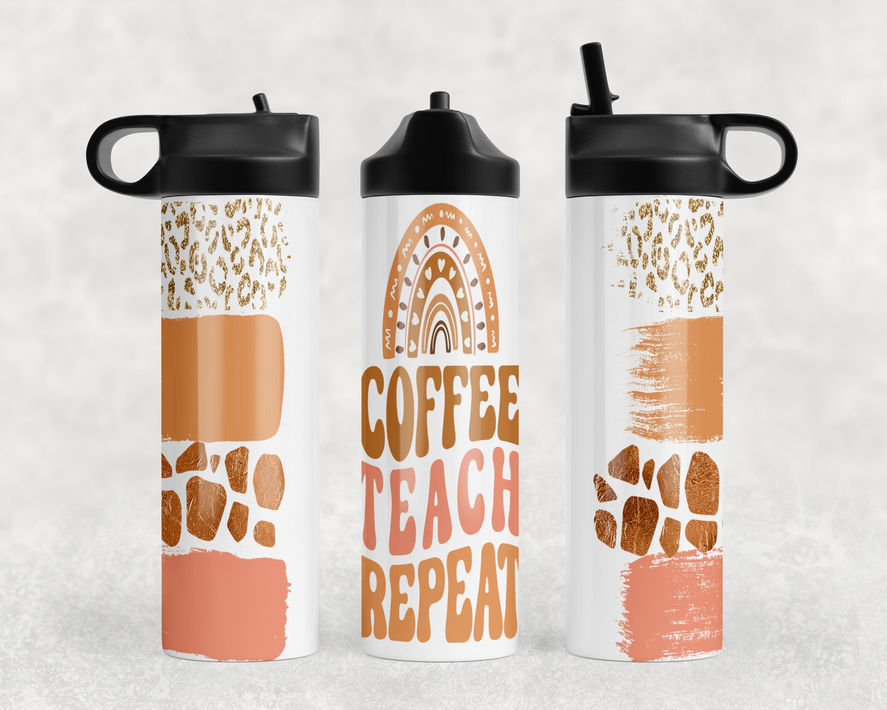 Coffee Teach Repeat Steel Water Bottle