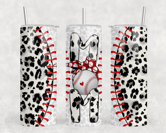 Baseball Mom Leopard Print|Skinny Tumbler|Optional Bluetooth Speaker| Speaker Color Varies