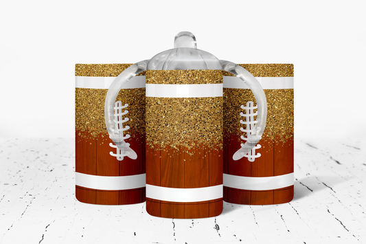 faux glitter Football Insulated Kids Dual Lid Sippy Cup Tumbler