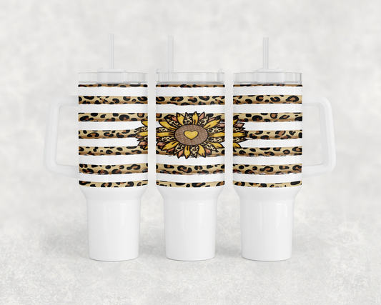 Leopard Print Sunflower 40oz Tumbler