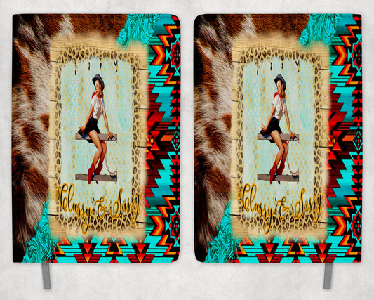 faux cowhide Aztec Classy and Sassy Printed 8 Inch  A-5 Journal