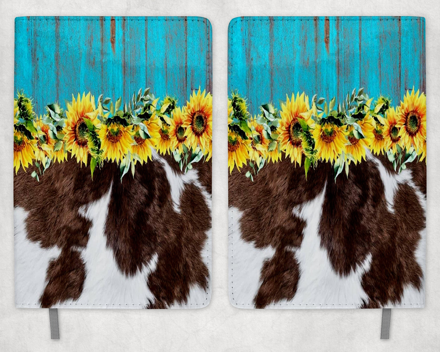 faux cowhide Sunflowers Printed 8 Inch  A-5 Journal