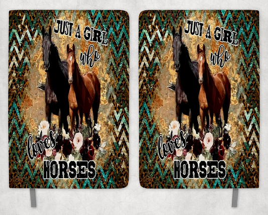 Girl Who Loves Horses Printed 8 Inch  A-5 Journal