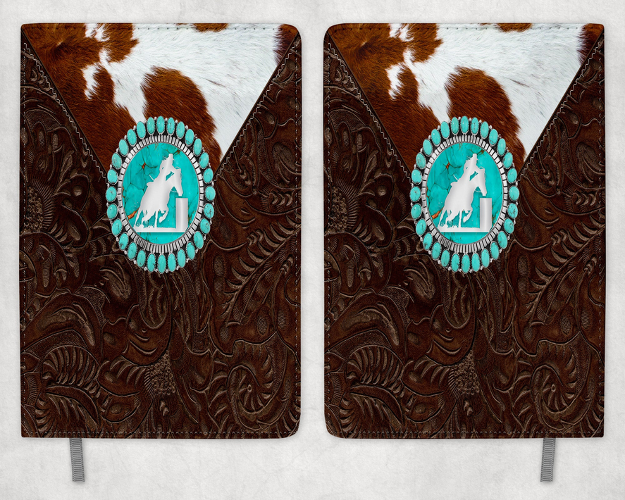 faux cowhide faux leather Barrel Racer Printed 8 Inch  A-5 Journal