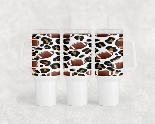 Leopard Print Football 40oz Tumbler