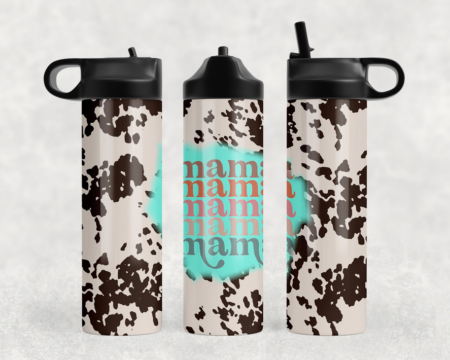 faux cowhide Mama Steel Water Bottle