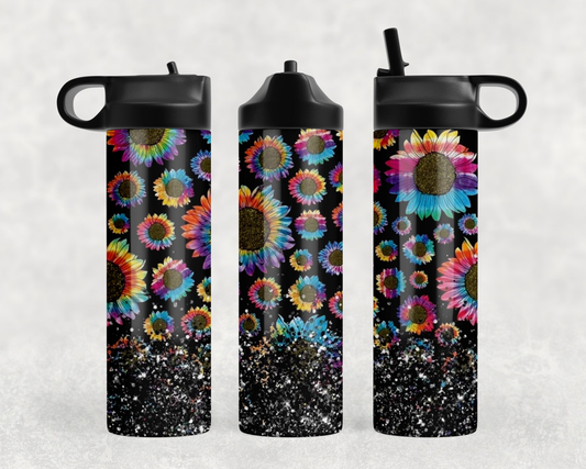 Rainbow Sunflowers Steel Water Bottle