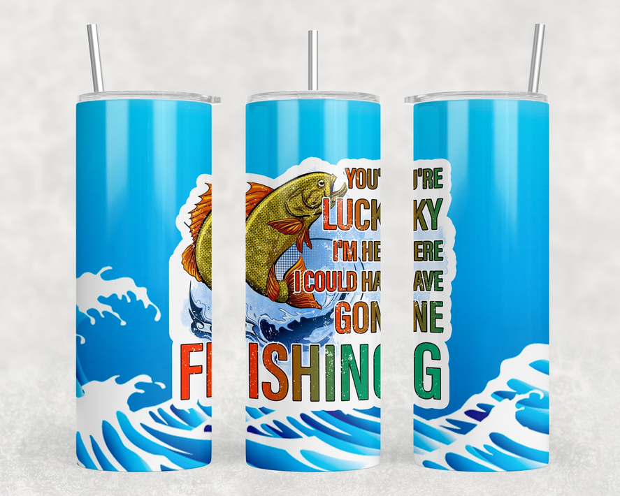 Fishing|Skinny Tumbler|Optional Bluetooth Speaker| Speaker Color Varies