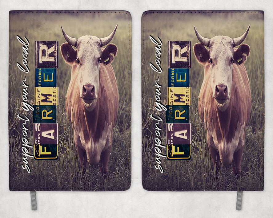 Support Your Local Farmer Cow Printed 8 Inch  A-5 Journal