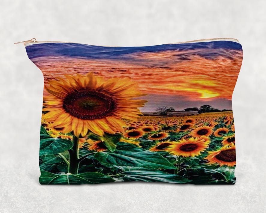 Sunset Sunflowers  Printed Canvas Zipper Bag