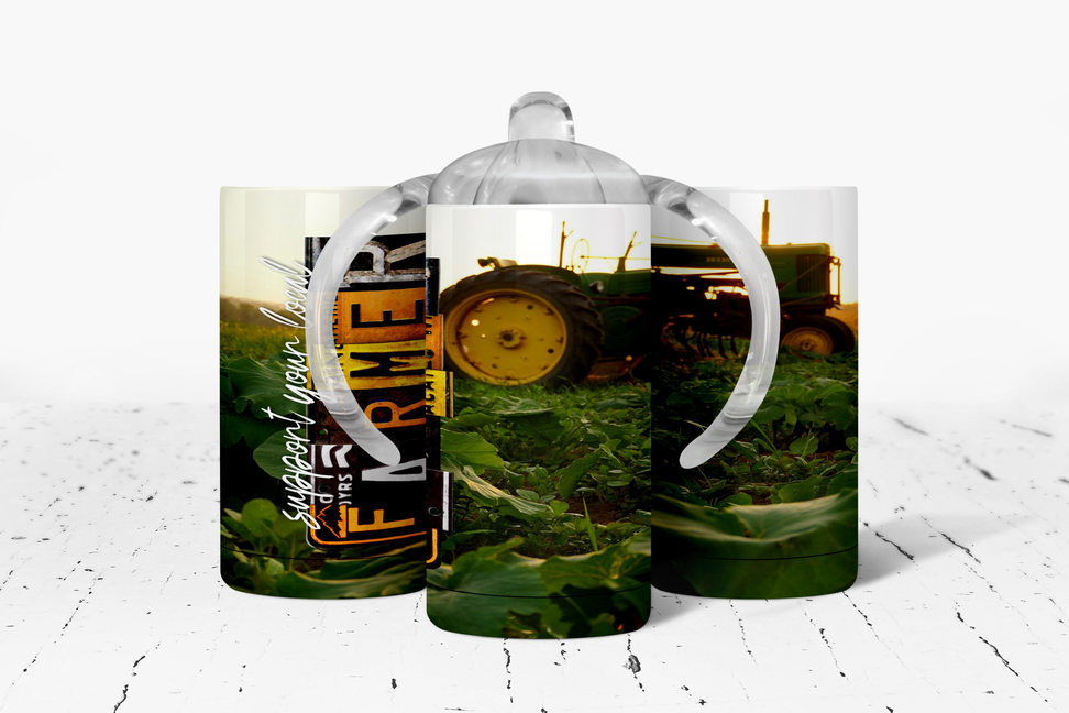 Support Your Local Farmer Tractor Insulated Kids Dual Lid Sippy Cup Tumbler