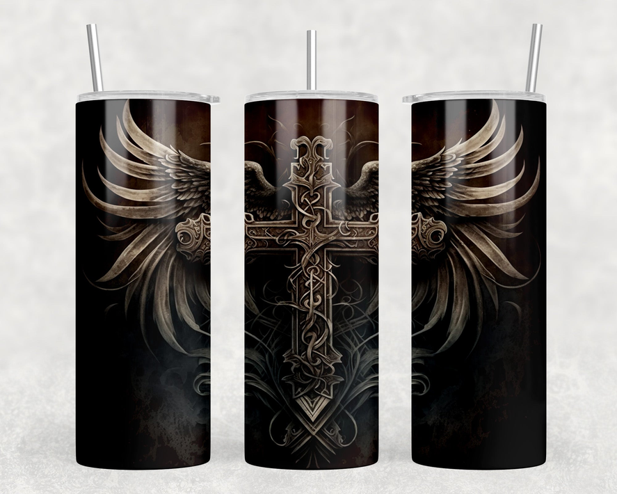 Western Cross|Skinny Tumbler|Optional Bluetooth Speaker| Speaker Color Varies