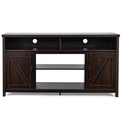 59 Inch TV Stand Media Center Console Cabinet with Barn Door for TV's 65 Inch-Brown