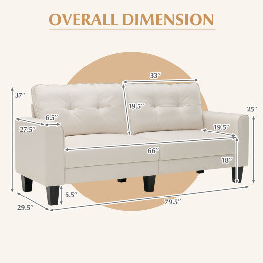 79.5 Inch Fabric Loveseat Sofa with 2 Removable Back Cushions-Beige