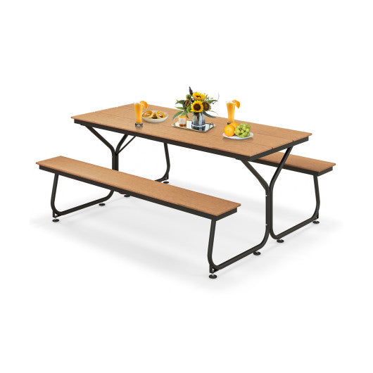 6 Feet Outdoor Picnic Table Bench Set for 6-8 People-Brown