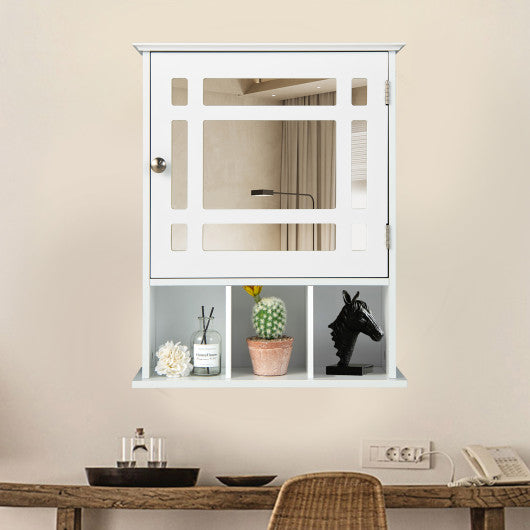 Wall Mounted and Mirrored Bathroom Cabinet-White