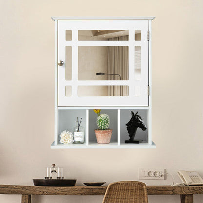 Wall Mounted and Mirrored Bathroom Cabinet-White