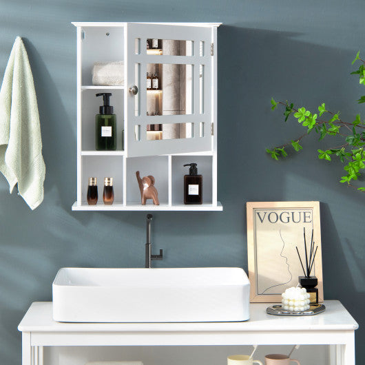 Wall Mounted and Mirrored Bathroom Cabinet-White